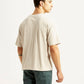 Men's Graphic Print Beige Boxy T-shirt - Back View