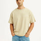 Men's Brand Logo Beige Loose Fit T-shirt - Elevated View