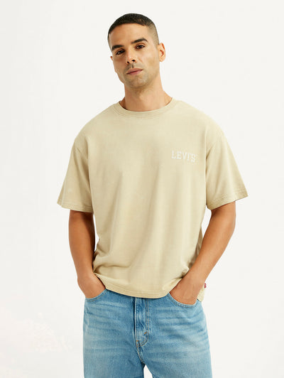 levi's Men's Brand Logo Beige Loose Fit T-shirt-picture-15
