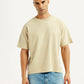 Men's Brand Logo Beige Loose Fit T-shirt - Front View