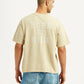 Men's Brand Logo Beige Loose Fit T-shirt - Back View