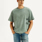 Men's Embroidered Green Boxy T-shirt - Styleshot View