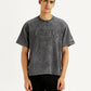 Men's Typographic Print Charcoal Grey Boxy T-shirt - Styleshot View