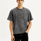 Men's Typographic Print Charcoal Grey Boxy T-shirt - Front View