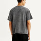Men's Typographic Print Charcoal Grey Boxy T-shirt - Back View