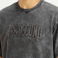 Men's Typographic Print Charcoal Grey Boxy T-shirt - Detail View