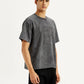 Men's Typographic Print Charcoal Grey Boxy T-shirt - Side View