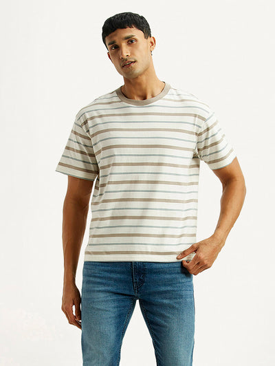 levi's Men's Striped Off-White Boxy T-shirt-picture-43