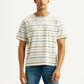 Men's Striped Off-White Boxy T-shirt - Front View