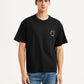 Men's Brand Logo Black Boxy T-shirt - Front View