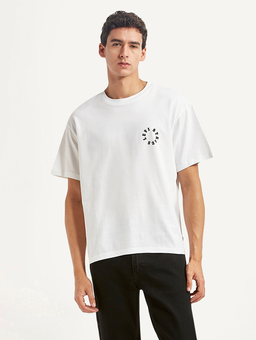 Men's Brand Logo White Boxy T-shirt