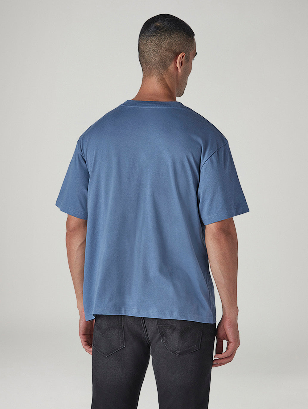 Men's Solid Boxy Fit Jersey T-Shirt - Back View