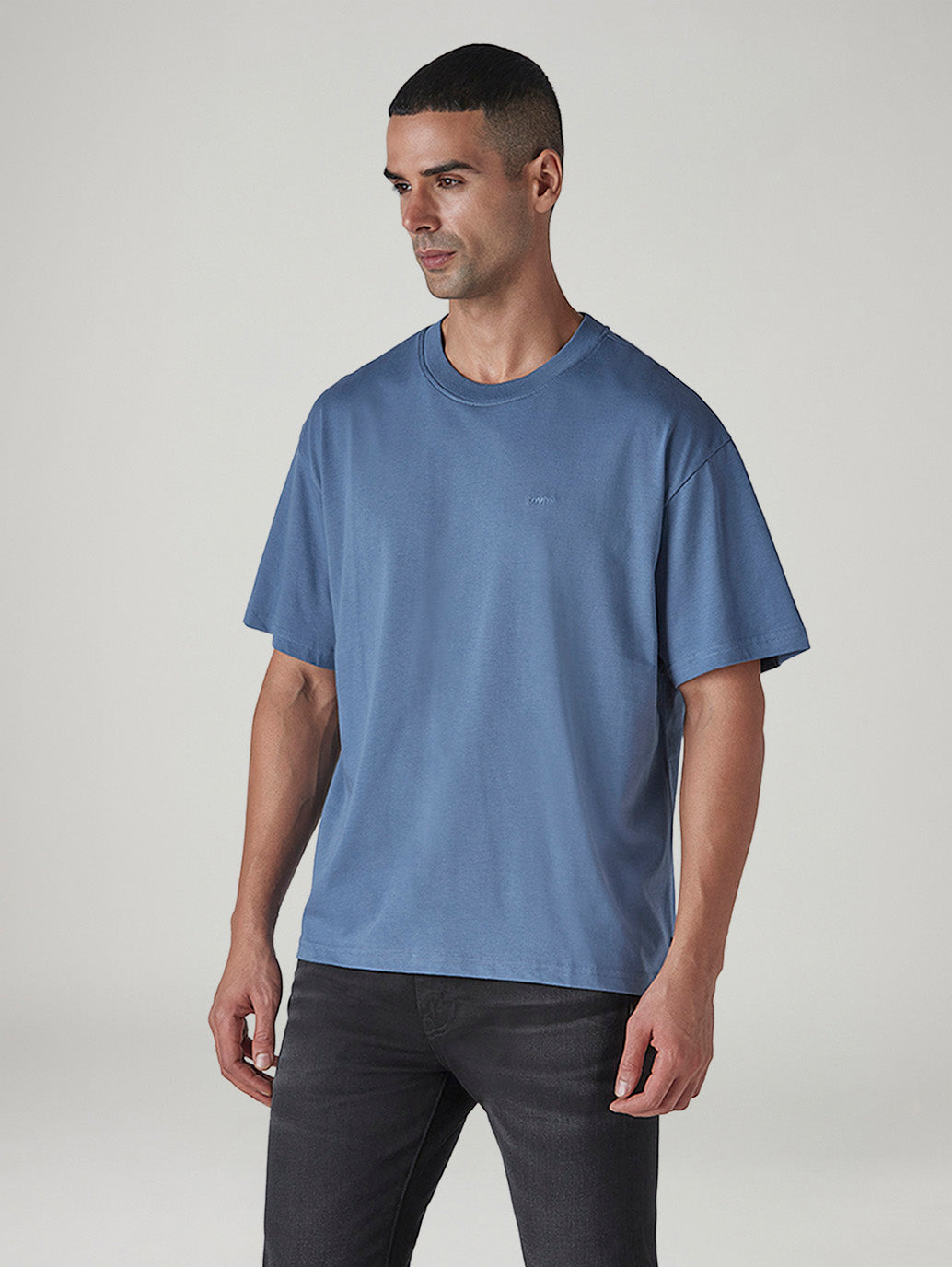 Men's Solid Boxy Fit Jersey T-Shirt - Side View
