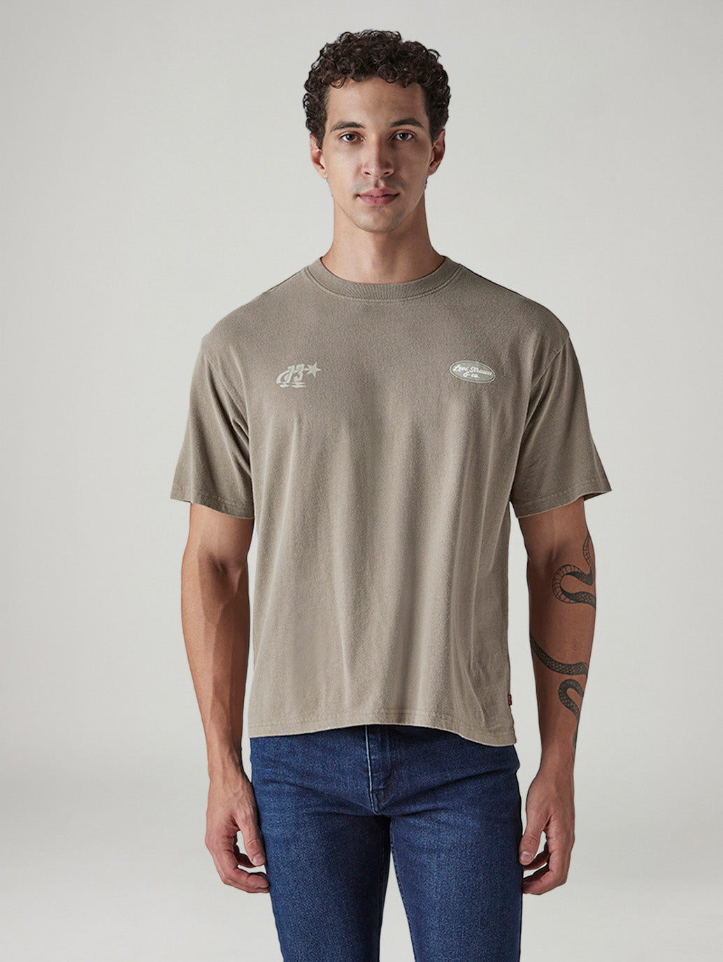 Men's Graphic Print Boxy Fit Jersey T-Shirt - Front View