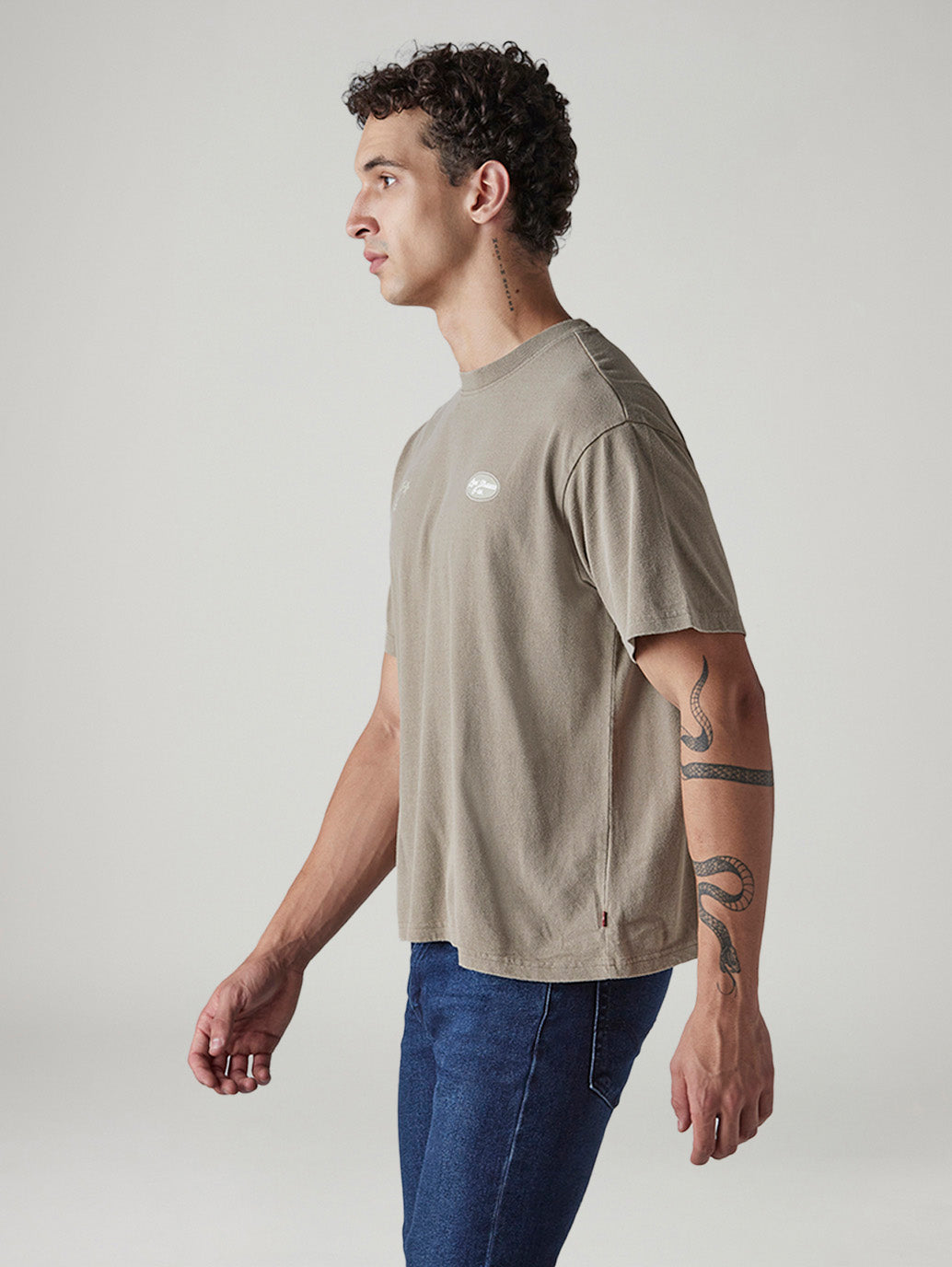 Men's Graphic Print Boxy Fit Jersey T-Shirt - Side View
