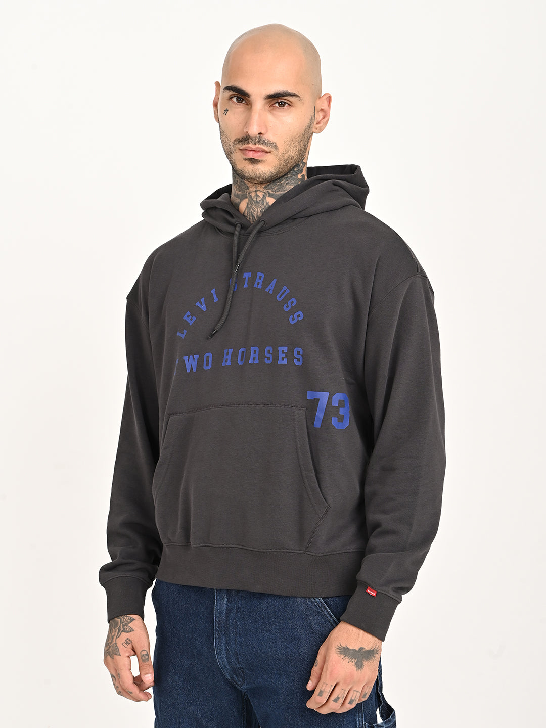 Men's Brand Logo Charcoal Grey Hooded Sweatshirt - 20 View