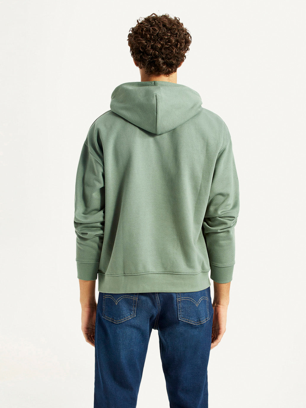 Men's Brand Logo Green Hooded Sweatshirt - Back View