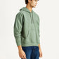 Men's Brand Logo Green Hooded Sweatshirt - Side View