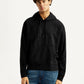 Men's Brand Logo Black Hooded Sweatshirt - Front View