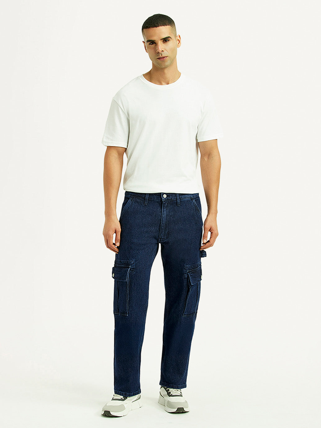 Men's 555 Dark Blue Relaxed Straight Fit Mid Rise Jeans