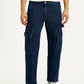 Men's 555 Dark Blue Relaxed Straight Fit Mid Rise Jeans - Front View