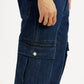 Men's 555 Dark Blue Relaxed Straight Fit Mid Rise Jeans - Detail View