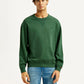 Men's Overdyed Solid Green Crew Neck Sweatshirt - Front View