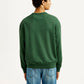 Men's Overdyed Solid Green Crew Neck Sweatshirt - Back View