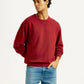 Men's Overdyed Solid Red Crew Neck Sweatshirt - Styleshot View