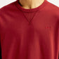 Men's Overdyed Solid Red Crew Neck Sweatshirt - Detail View