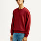 Men's Overdyed Solid Red Crew Neck Sweatshirt - Side View