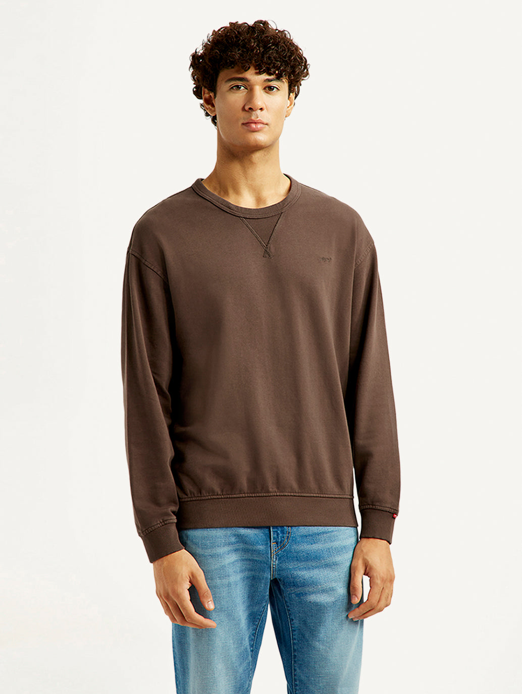 Men's Solid Crew Neck Sweatshirt - Front View