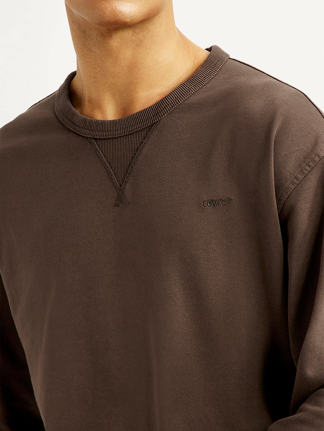 Men's Solid Crew Neck Sweatshirt - Detail View
