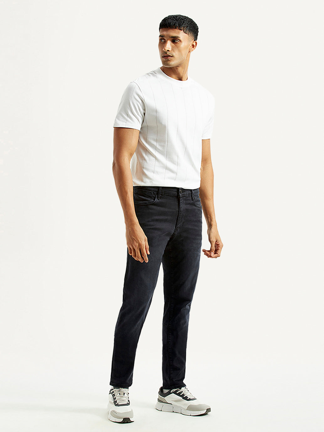 Men's Redloop 512 Charcoal Grey Slim Tapered Fit Mid Rise Jeans - Side View