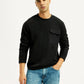 Men's Solid Black Crew Neck Sweatshirt - Styleshot View