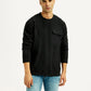 Men's Solid Black Crew Neck Sweatshirt - Front View