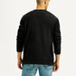 Men's Solid Black Crew Neck Sweatshirt - Back View
