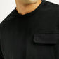 Men's Solid Black Crew Neck Sweatshirt - Detail View