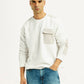 Men's Colorblock White Crew Neck Sweatshirt - Styleshot View