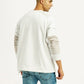 Men's Colorblock White Crew Neck Sweatshirt - Back View
