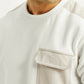 Men's Colorblock White Crew Neck Sweatshirt - Detail View