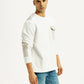 Men's Colorblock White Crew Neck Sweatshirt - Side View