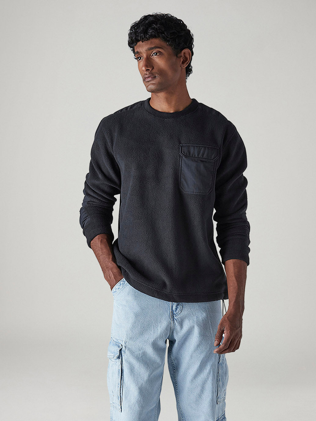 Men's Navy Blue Solid Regular Fit Sweatshirt