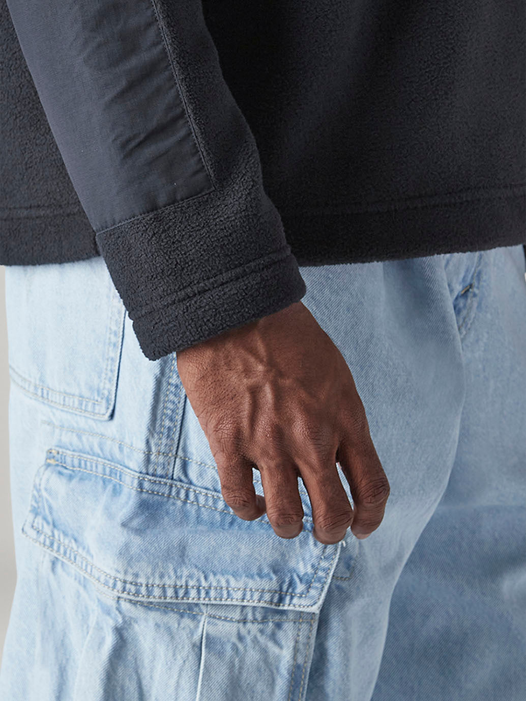 Men's Navy Blue Solid Regular Fit Sweatshirt - Detail View