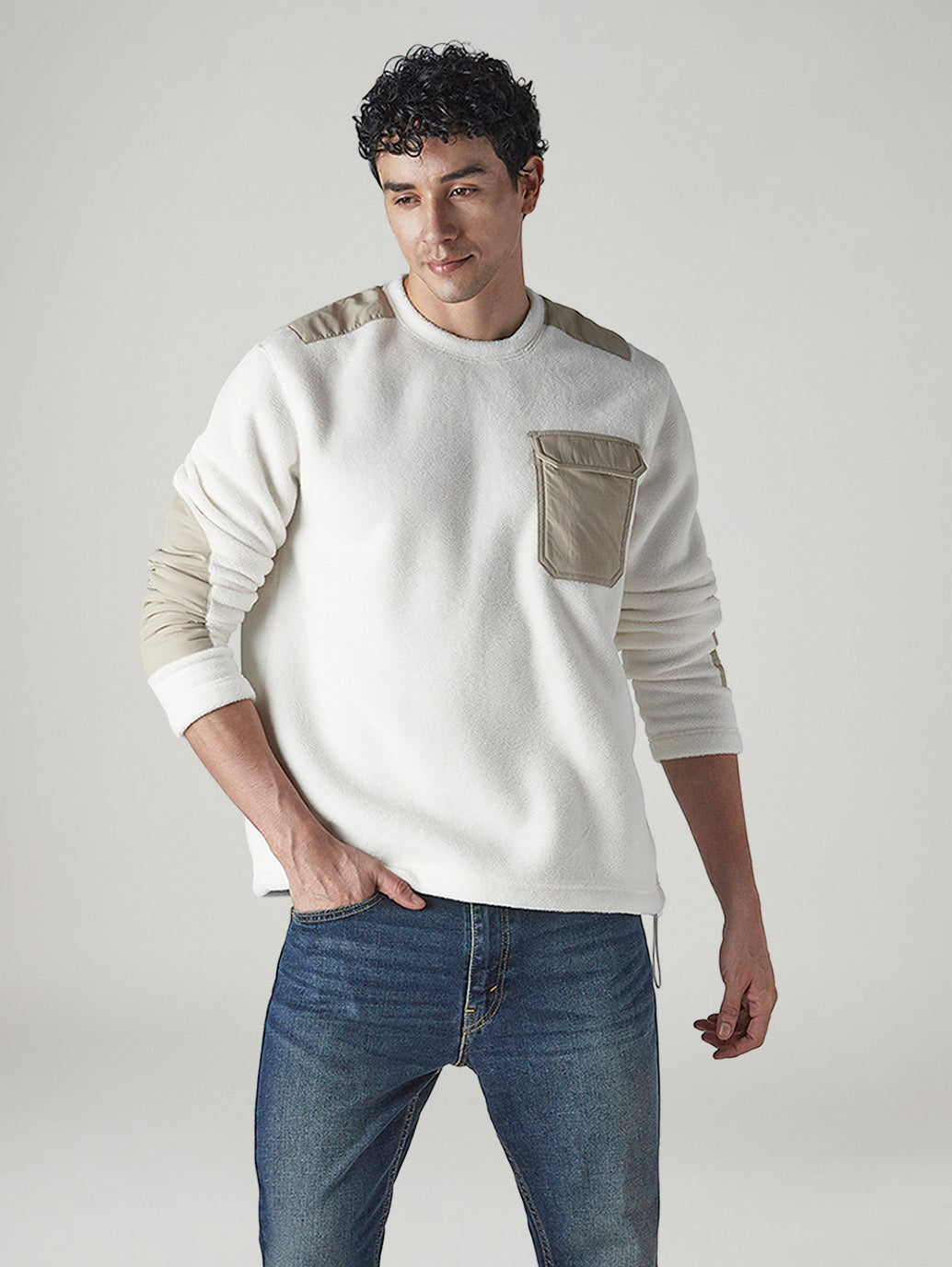 Men's Colorblock Regular Fit Fleece Sweatshirt