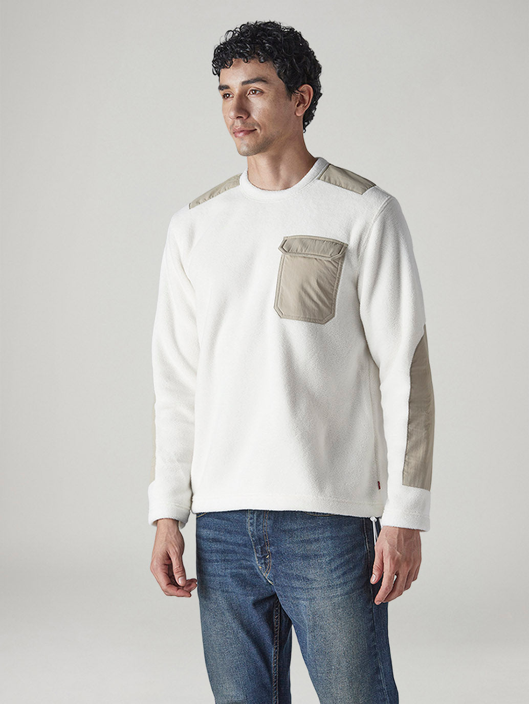 Men's Colorblock Regular Fit Fleece Sweatshirt - Side View