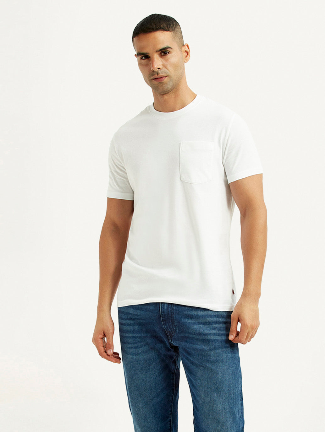 Men's Solid White Slim Fit T-shirt - Styleshot View