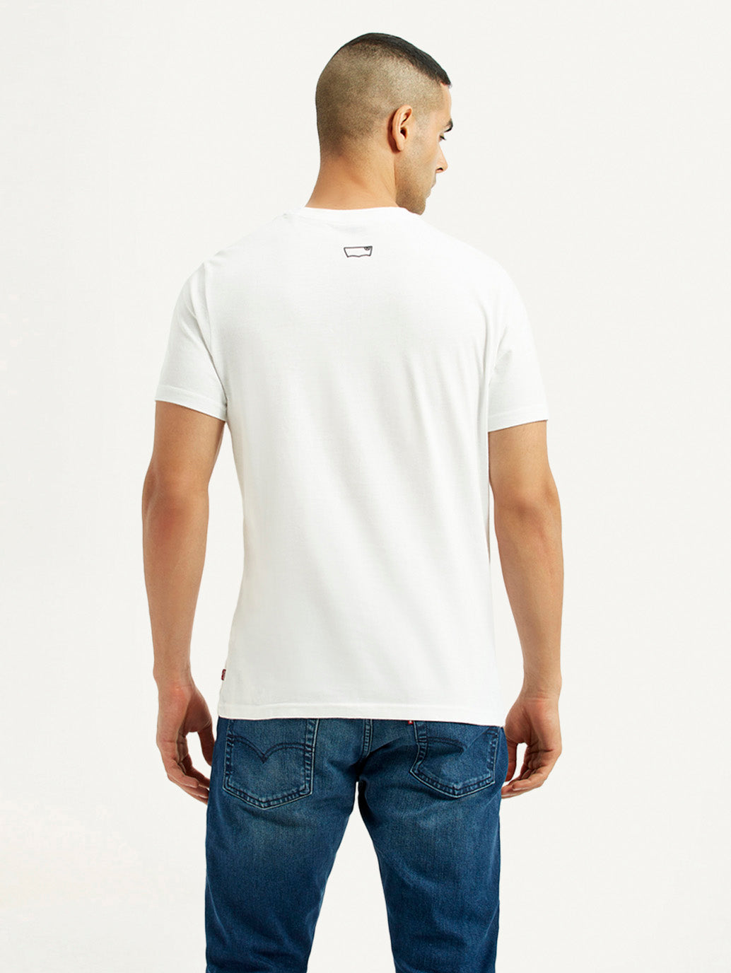 Men's Solid White Slim Fit T-shirt - Back View
