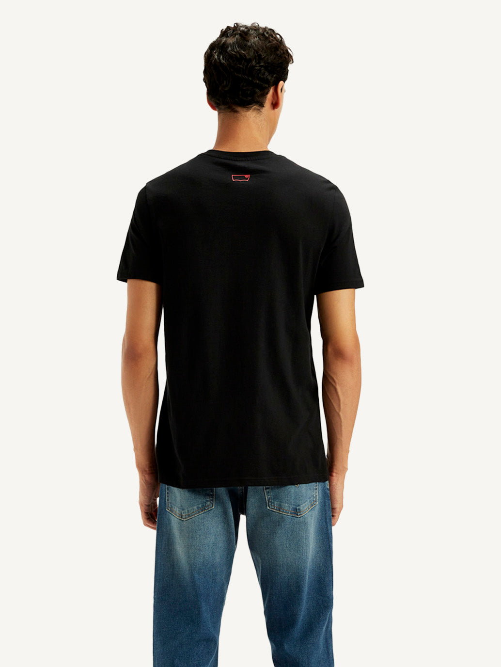 Men's Solid Round Neck T-Shirt - Back View