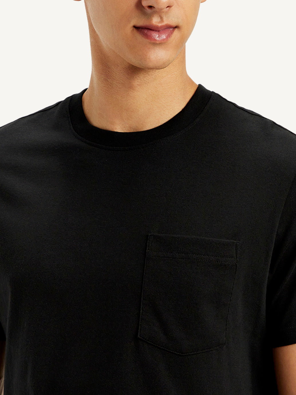 Men's Solid Round Neck T-Shirt - Detail View